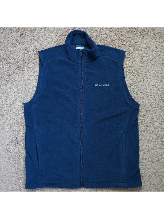 Columbia Other - Columbia Fleece Vest Mens L Blue Full Zip Pockets Lightweight Outdoor Hiking